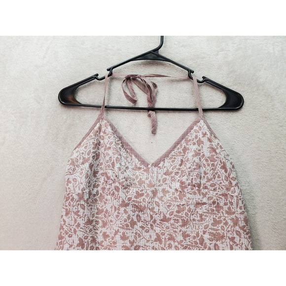 Volcom Tank Women Small Taupe White Sheer Lace Trim Open Back Halter Side Zipper - Picture 4 of 10